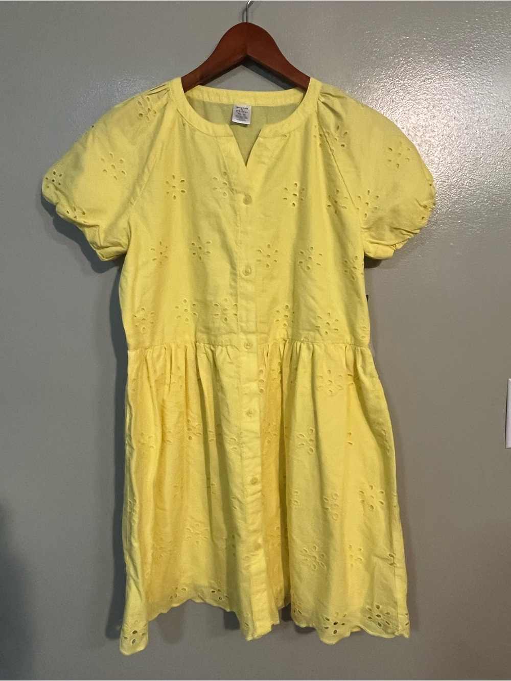 Girls' Yellow Eyelet Button-Front Sum Dress Cotton By Payton & Parker 16 NWT